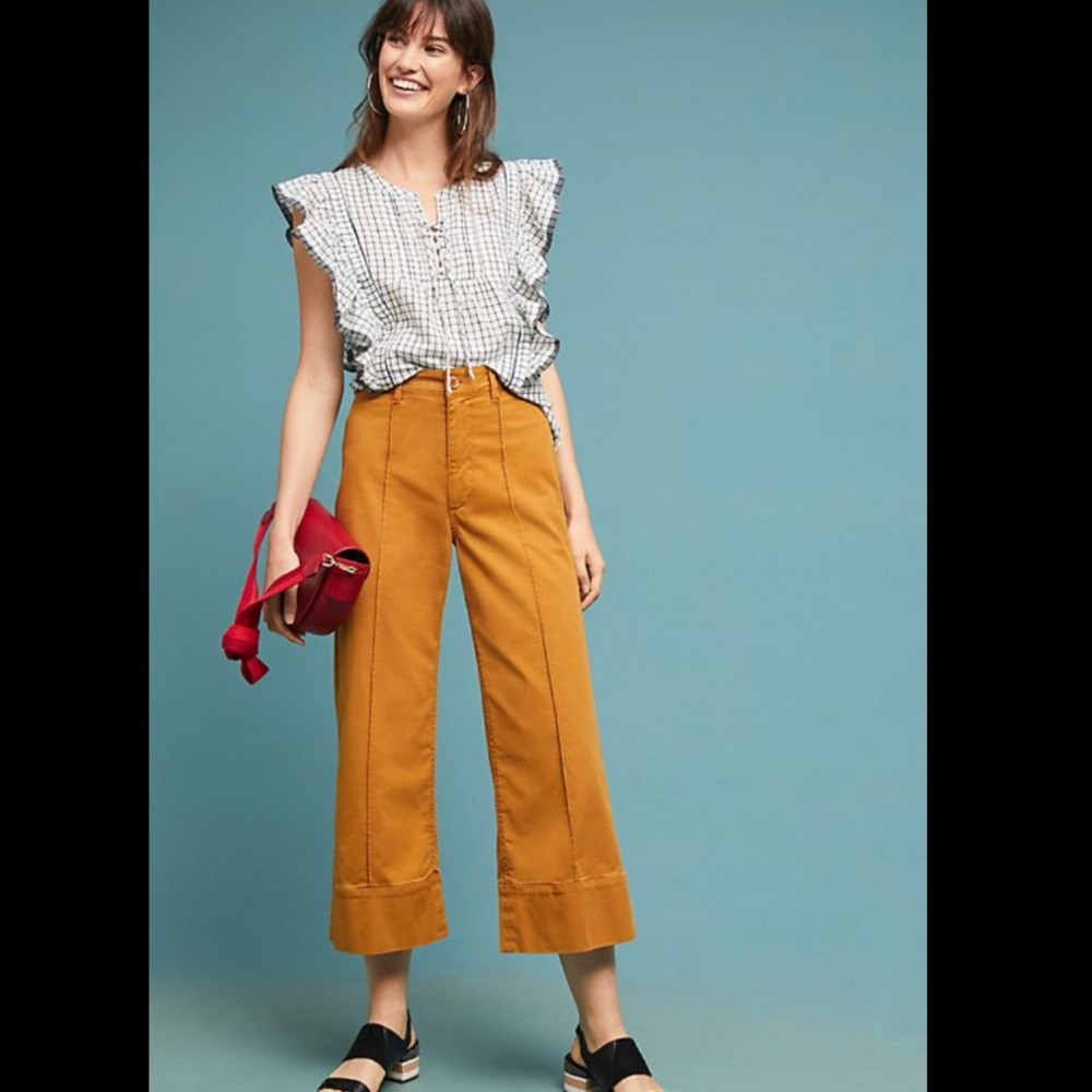 NWT Anthropologie Cropped Wide-Leg Chino Trousers